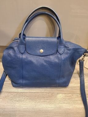 Blue Leather Long Champ